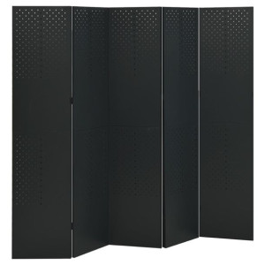 Lumarko Parawan 5-panelowy, czarny, 200 x 180 cm, stalowy!