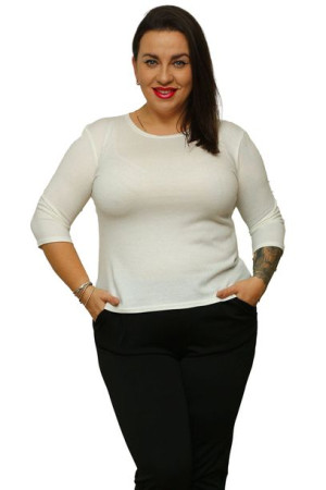 Sweterek ELENKA dopasowany biały 48 PLUS SIZE