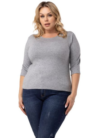 Sweterek ELENKA dopasowany szary 48 PLUS SIZE