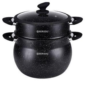 Garnek do kuskus Herzog z 11-litrową aluminiową powłoką z kamienia