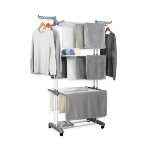 Herzberg HG-8034GRY: Przenośny wieszak na ubrania - szary