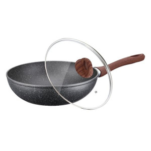 Peterhof PH-25325-28: wok z marmurową powłoką 28 cm ze szklaną pokrywką
