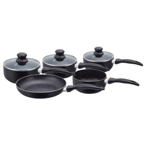 Herzberg HG-5003BK: 8-częściowy zestaw naczyń z marmuru - czarny