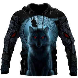 Bluza Męska Chłopięca Z Katpurem Efektem 3d Mrocznego Wilka Xxxl Czarny