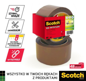 Taśma klejąca pakowa 3M Scotch 371 kauczukowa brązowa 50mm x 66m 1 rolka