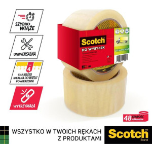 Taśma klejąca pakowa 3M Scotch 371 kauczukowa przezroczysta 50mm x 66m