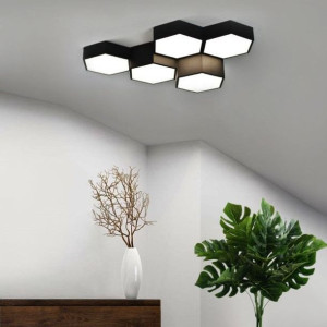 Minimalistyczny plafon led Favo 5 czarny barwa ciepła 3000K 60W