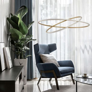 Nowoczesna lampa led Galaxy X2 złota o mocy 71W z barwą 3000K