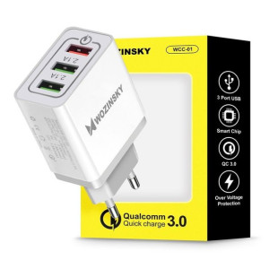 Wozinsky szybka ładowarka sieciowa Quick Charge QC 3.0 3x USB 30W biały (WW