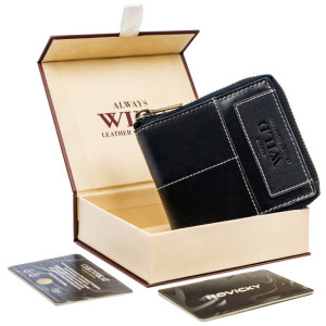 Skórzany, kwadratowy portfel męski na zamek w stylu retro, RFID — Always Wi
