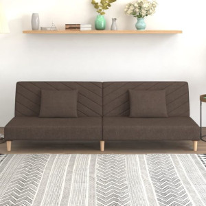 Lumarko 2-osobowa sofa, 2 poduszki, ciemnobrązowa, tapicerowana tkaniną!