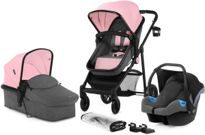 Kinderkraft Juli - wielofunkcyjny wózek dziecięcy, zestaw 3w1 | Pink