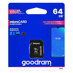 Goodram Microcard 64 Gb Karta Pamięci Micro Sd Xc Uhs-i Class 10, Adapter S