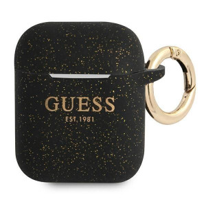 Guess Gua2sggek Airpods Cover Czarny/black Silicone Glitter