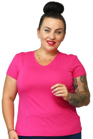 Bluzka EDNA t-shirt gładki amarant 54 PLUS SIZE