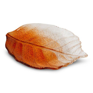 Szklana Patera Dekoracyjna Sava (02) 26x19x2 Cm Pomarańczowy
