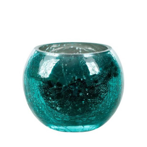 Szklany Świecznik Dekoracyjny Verre5 (2) (fi) 10x8 Cm Turkusowy
