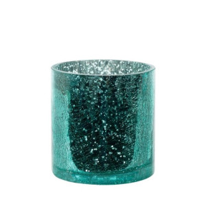 Szklany Świecznik Dekoracyjny Verre5 (3) (fi) 10x10 Cm Turkusowy