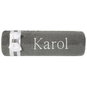 Ręcznik Z Haftem Karol 50x90 Cm Stalowy