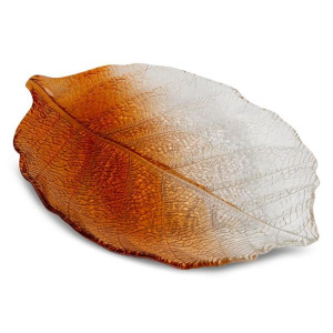 Szklana Patera Dekoracyjna Sava (03) 35x24x3 Cm Pomarańczowy