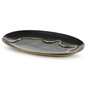 Patera Dekoracyjna Ebru 35x20x3 Cm Czarny