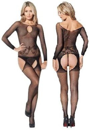 Bodystocking z długim rękawem. Seksowna siateczka.
