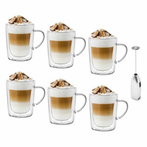 Szklanki termiczne do kawy Tadar Sublime U-type 300 ml 6 szt. i spieniacz d