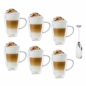 Szklanki termiczne do kawy Tadar Sublime 400 ml 6 szt. i spieniacz do mleka