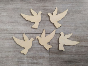 Drewniane gołębie decoupage 5szt wz.2