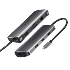 Ugreen 10w1 Wielofunkcyjny Hub Usb-c - 3x Usb 3.0 / Hdmi/ Vga/ Rj45 Gigabit