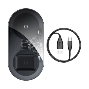 Baseus Ładowarka Indukcyjna 2w1 Do Telefonu + Airpods (wxjk-a01) Przezroczy