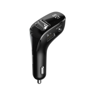 Baseus Transmiter Fm Bluetooth Mp3 - 2xusb - 2a Ładowarka (ccf40-01) Czarny