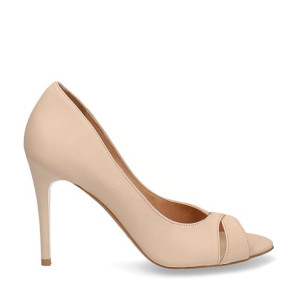 Czółenka beżowe peep toe 35