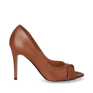Czółenka brązowe peep toe 36