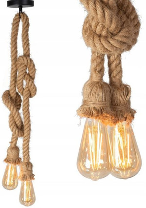 Lampa Sufitowa Wisząca Sznur Lina Podwójna Retro