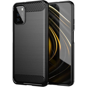 Carbon Case elastyczne etui pokrowiec Xiaomi Poco M3 czarny