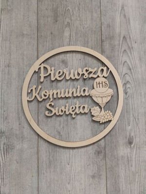 Obręcz Pierwsza Komunia Święta z Hostią,obrazek 50cm