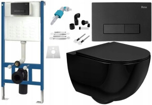 Zestaw Misa WC Podwieszana Czarna + Stelaż Black H