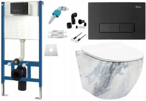 Zestaw Misa WC Podwieszana Granit + Stelaż Black H