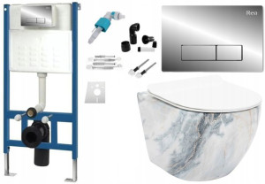 Zestaw Misa WC Podwieszana Granit + Stelaż Chrom H