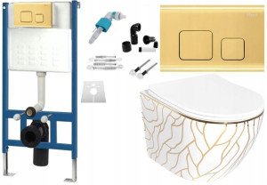 Zestaw Misa WC Podwieszana Wave + Stelaż Gold F