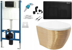 Zestaw Misa WC Złota Podwieszana + Stelaż Black F