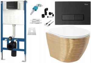 Zestaw Misa WC Złota Podwieszana + Stelaż Black H
