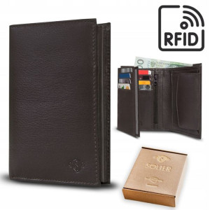 Portfel męski skórzany elegancki duży RFID SOLIER SW34