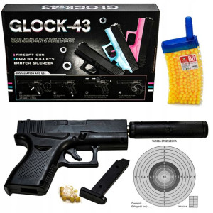 Metalowy Replika Pistolet Glock 43 Tłumik 6 Mm Asg