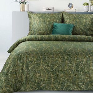 Komplet Pościeli W Pudełku Metalic5 220x200 Cm, 2 Szt. 70x80 Cm Ciemnozielo