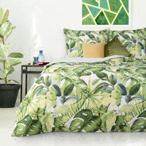Komplet Pościeli W Pudełku Monstera 160x200 Cm, 2 Szt. 70x80 Cm Zielony