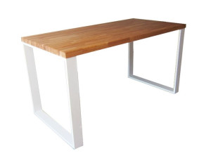 Biurko loft z dębowym blatem 120x70 cm Białe