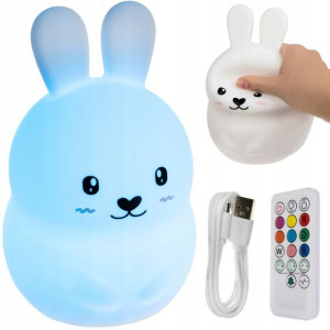 Lampka Nocna Led Dla Dzieci Królik Rgb + Pilot