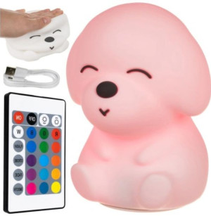 Lampka Nocna Led Dla Dzieci Rgb Piesek + Pilot Usb